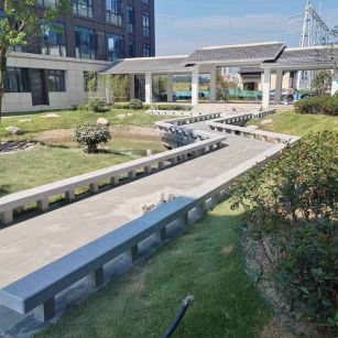 朝阳 芝麻灰小区坐凳&栏杆安装效果