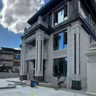 朝阳 别墅干挂，芝麻白与芝麻黑完美配合