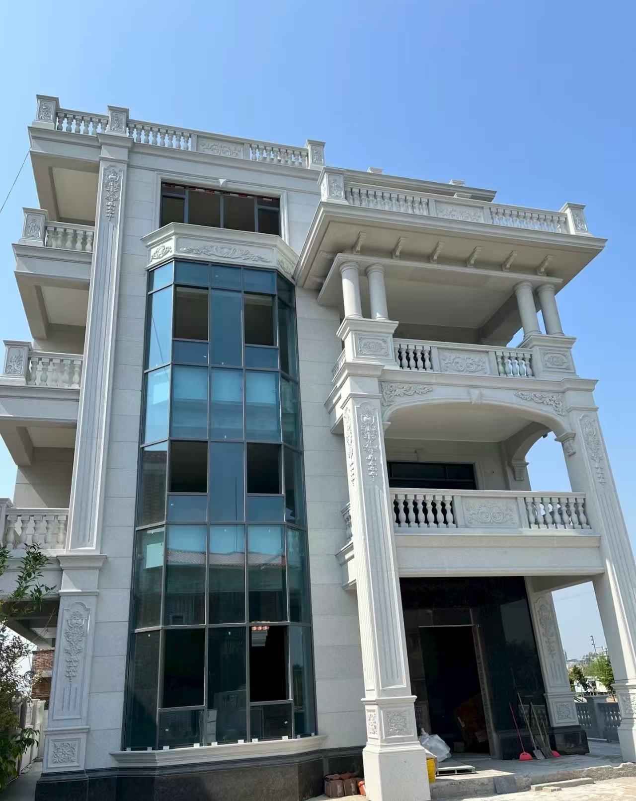 朝阳 芝麻白花岗岩别墅外墙干挂效果展示