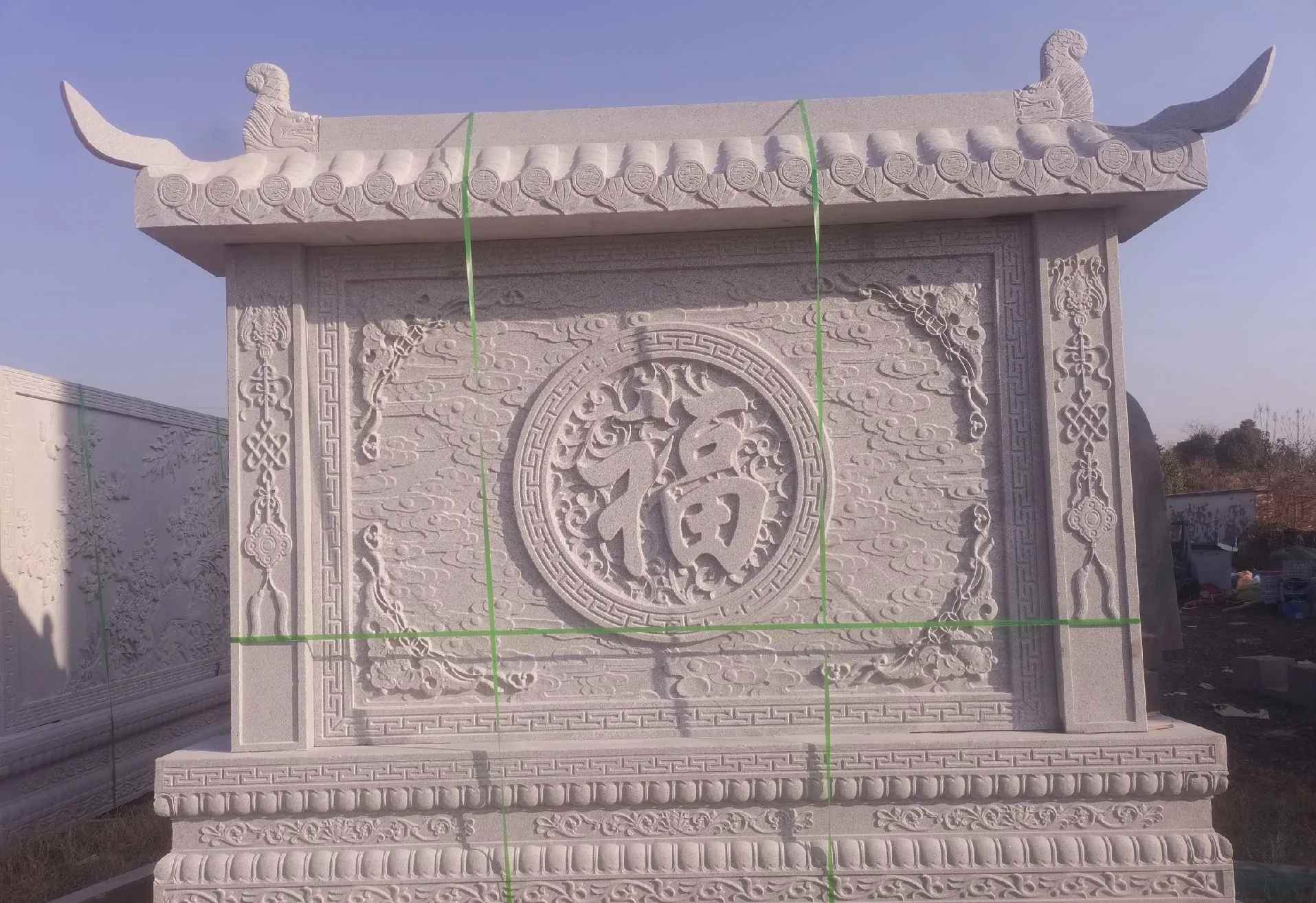 朝阳 芝麻白花岗岩屏风，照壁，影壁